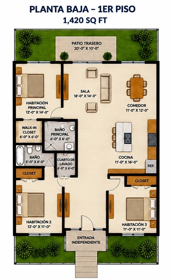 Plano arquitectónico provisional de la planta baja